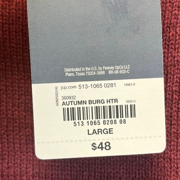 NWT ST. JOHN’S BAY Men’s Sweater L Roll Neck Burgundy Red Classic Fit Soft Knit - Picture 9 of 16